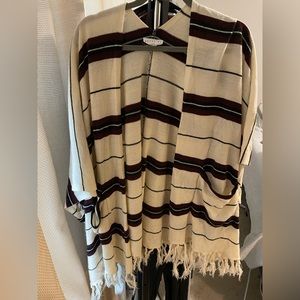 Striped Fringe Sweater Kimono